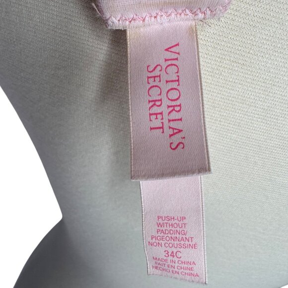 Victorias Secret 34C Push-Up Bra Without Padding Red Lace Embroidery & Jewel Det - Picture 4 of 9